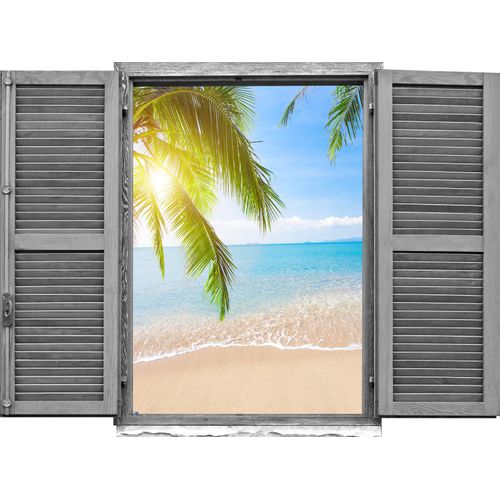 4049009375814 - Wandtattoo QUEENCE Strand Wandtattoos Gr B H T 80 cm x 60 cm x 01 cm Natur beige (natur) Wandtattoos Natur