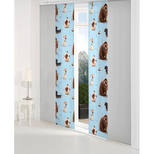 4004567329860 - Schiebegardine WIRTH Pets Gr 2 blau B60cm H175cm Satin Polyester Gardinen Universal Pictures