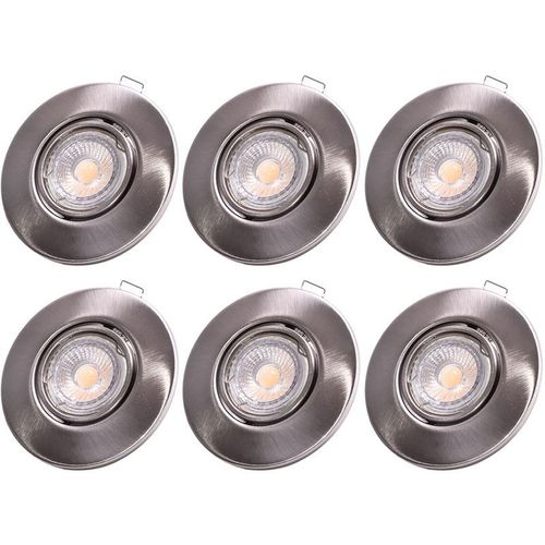 4059157088740 - Etc-shop - 6x led Decken Einbau Leuchten nickel Strahler Flur Wohn Schlaf Zimmer Spot Lampe rund beweglich Karton beschädigt