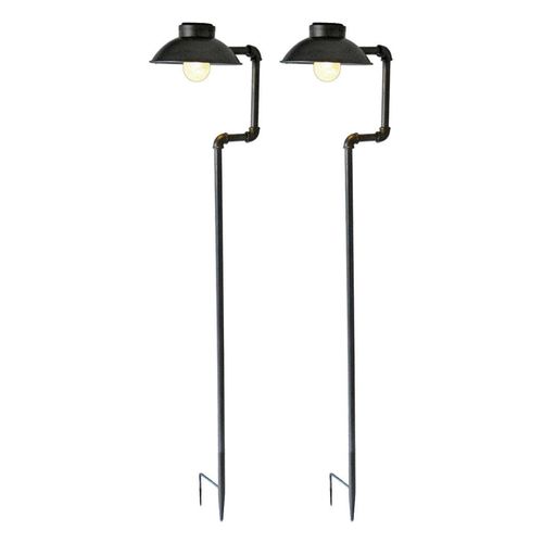 4059157060609 - 2er Set led Solar Außen Lampen Garten Weg Beleuchtungen Erdspieß Steck Leuchten antik schwarz