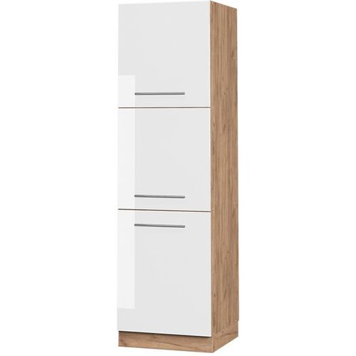 4066731196036 - Herdumbauschrank Küchenschrank Küchenmöbel Fame-Line Eiche Weiß 60 cm modern Hochglanz Küche Einbauküche Blende Herdschrank Hochschrank Küchenzeile Drehtür Einlegeboden