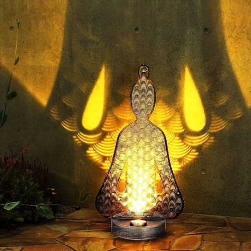 4059157323629 - Etc-shop - Garten Deko draußen Figuren Solar Buddha Solarlampen für außen IP44 Akku Metall Kunststoff 1x led 2700K LxBxH 19x12x36cm