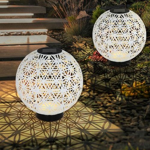 4059157313460 - Kugelleuchte Solarleuchten für Außen Solarlampe orientalische Kugel LED Gartenkugeln Solar Beton Optik in weiß Lichteffekt 1x LED warmweiß DxH