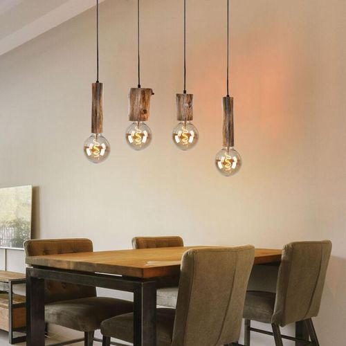 4069033001657 - Nowa - Pendelleuchte Holz Hängeleuchte Vintage Deckenlampe Küchen Metall schwarz Eukalyptus 4 flammig h 150 cm Esszimmer Wohnzimmer 4069033001657 - Nowa - Pendelleuchte Holz Hängeleuchte Vintage Deckenlampe Küchen Metall schwarz Eukalyptus 4 flammig h 150 cm Esszimmer Wohnzimmer