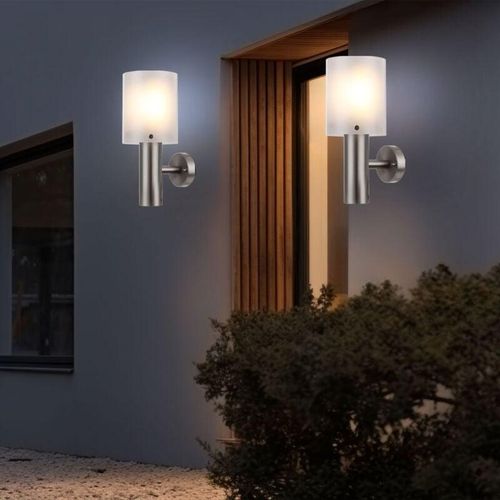 9007371533046 - Lighting - Wandlampe Wandleuchte Außenleuchte Hauswandlampe Terrasse IP44 Edelstahl silber opal 1x led 11W 710Lm warmweiß DxH 12x278cm