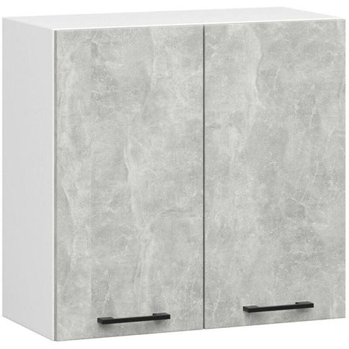 5907512215906 - Akord - Hängeschrank Küchenschrank oliwia modular W60 Weiß 60 cm 2 Türen 2 Ebenen Front Beton B60 x H58 x T30 cm