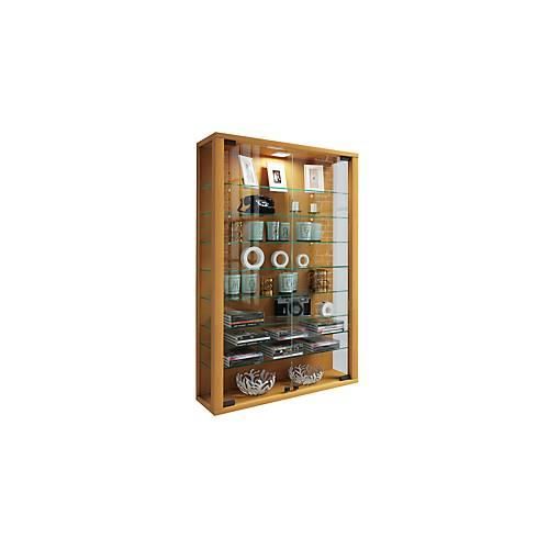 4051814336577 - Wandvitrine Vitrosa Mini mit LED-Beleuchtung 8 Einlegeböden 2 Flügeltüren B 590 x T 180 x H 910 mm Glas & Holz Buche-Dekor