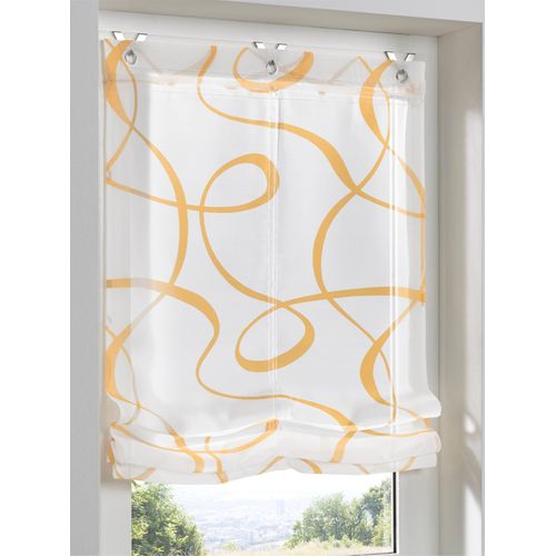6943755984741 - Raffrollo HEINE HOME Raffrollos Gr 140 cm Hakenaufhängung 120 cm gelb (weiß gelb)