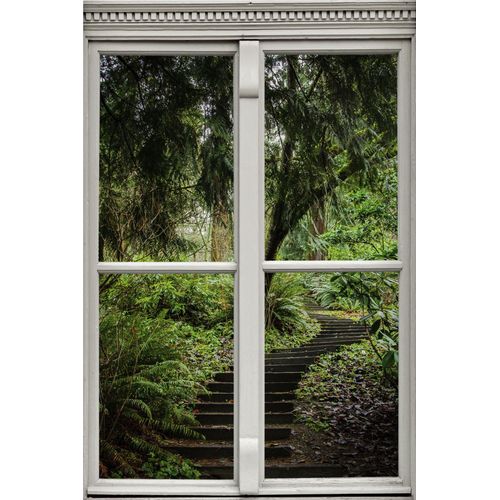 4049009361855 - Wandsticker QUEENCE Treppe im Wald Wandtattoos Gr B H T 40 cm x 60 cm x 01 cm Geographie grün Wandtattoos und Wandsticker