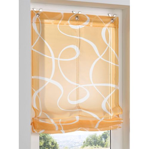 6943755984796 - Raffrollo HEINE HOME Raffrollos Gr 140 cm Hakenaufhängung 120 cm gelb (gelb weiß) Raffrollos halbtransparent