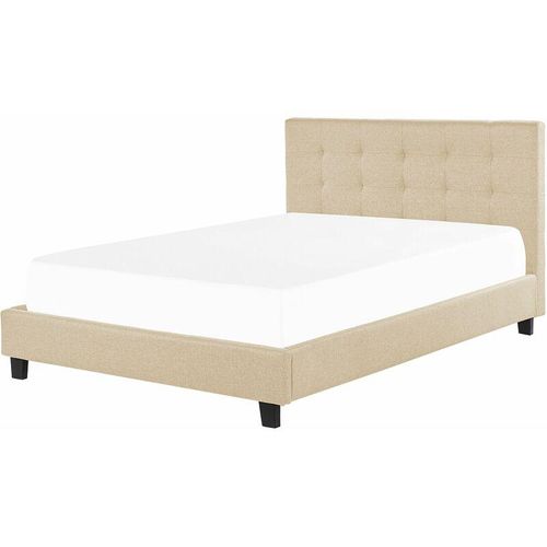 4255664808776 - Beliani - Wasserbett beige Doppelbett 180 x 200 cm mit gepolsterten Rahmen und Knopfverzierung