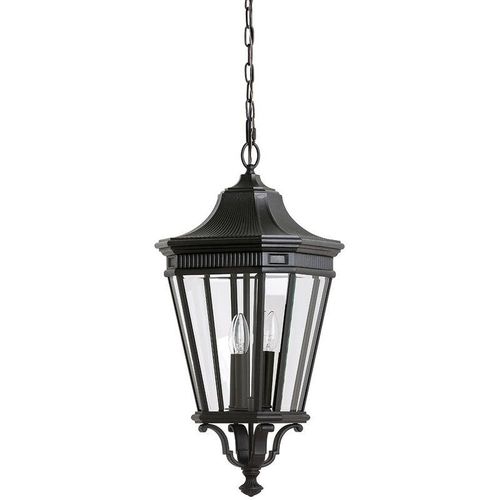 5024005230014 - Feiss FE-COTSLN8-L-BK Hängeleuchte Cotswold Lane 3xE14 60W IP23 Aluminium-Druckguß schwarz Glas klar H697-200cm Ø305cm dimmbar höhenverstellbar