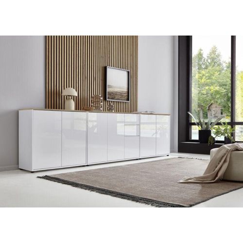 4255788900257 - Sideboard »Mailand Set 6« Korpus weiß matt und weiß lackierte Hochglanzfronten Oberboden in Artisan Eiche - Weiß - Bmg Möbel