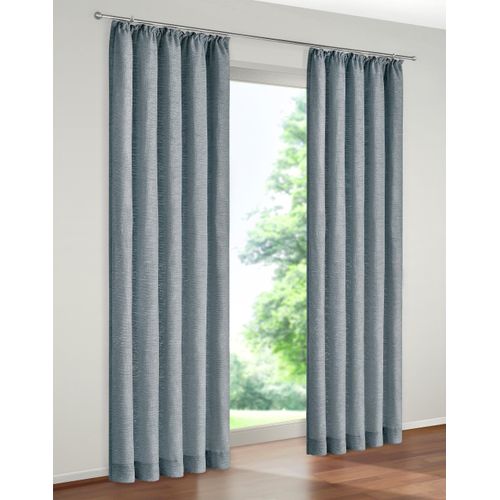 4004567098124 - Vorhang WIRTH Tromsö Gardinen Gr 200 cm Kräuselband 132 cm blau (rauchblau) Kräuselband Gardine