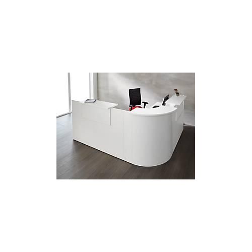 4250510933176 - Winkeltheke Come-In rund L 2125 x B 2525 mm weiß 3 Ablagen in Weiß Eckelement weiß 4250510933176 - Winkeltheke Come-In rund L 2125 x B 2525 mm weiß 3 Ablagen in Weiß Eckelement weiß
