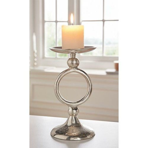 4260772020439 - Dekoleidenschaft - Kerzenhalter Silberglanz aus Alumiunium silber Antik Look Kerzenständer