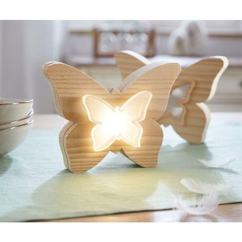 4260757272730 - Dekoleidenschaft - Deko Schmetterling aus Holz mit led Beleuchtung Leuchdeko Dekofigur Holzdeko