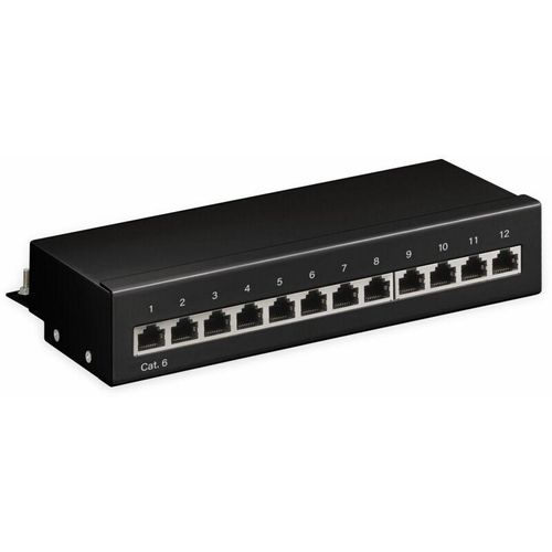 4040849693076 - Cat 6 Mini Desktop Patch Panel 12 Port (1 he) stp geschirmt (69307) - Goobay