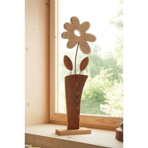 4260757272846 - Dekoleidenschaft - Holzdeko Blume aus Holz 44 cm hoch Dekosäule Holzsäule Frühlingsdeko