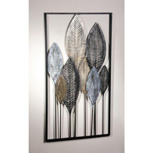 4260644451972 - Dekoleidenschaft - 3D Wandbild Blätterwald aus Metall 52x95 cm Wanddeko Wandschmuck