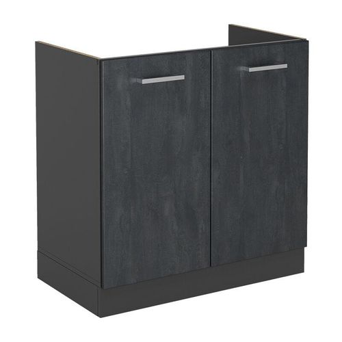 4066731403677 - Livinity Spülenunterschrank R-Line Schwarz Beton Anthrazit 80 cm mit Arbeitsplatte Eiche 4066731403677 - Livinity Spülenunterschrank R-Line Schwarz Beton Anthrazit 80 cm mit Arbeitsplatte Eiche