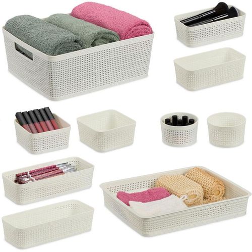 4052025869793 - Relaxdays - Schubladen Organizer 10-tlg Set Schubladeneinsatz versch Größen Ordnungssystem Kunststoff Trennbox weiß