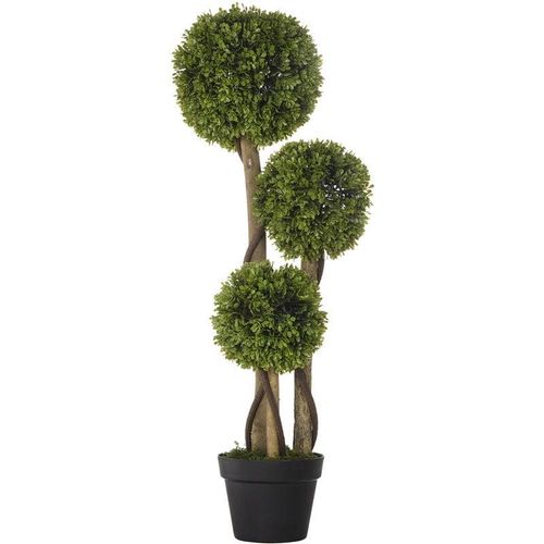 4255633542205 - Künstlicher Buchsbaum groß 90 cm Kunstbaum mit UV-Schutz Kunstpflanze Plastik Künstliche Pflanzen im Topf Fake Plant wie echt für Wohnzimmer