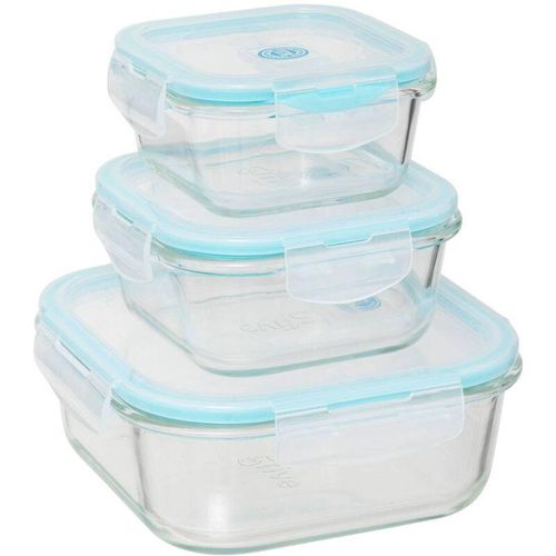 3560237546575 - 3 kleine quadratische aufbewahrungsdosen clipeat glas - blau - 5five