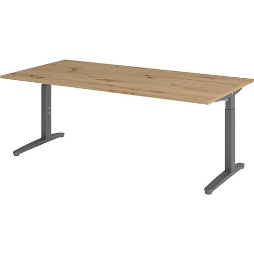 4032062192955 - ANNY - Schreibtisch mit C-Fußgestell höhenverstellbar 650 - 850 mm Breite 2000 mm graphit   Asteiche kaiserkraft