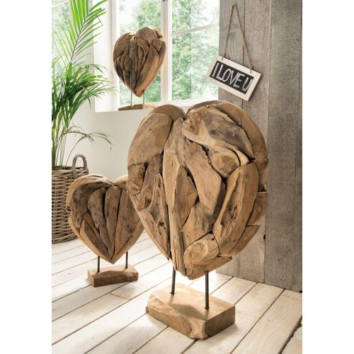 4251707110745 - Deko-Herzen auf Ständer 3-er Set Teak-Holz 30 40 50 cm 4251707110745 - Deko-Herzen auf Ständer 3-er Set Teak-Holz 30 40 50 cm