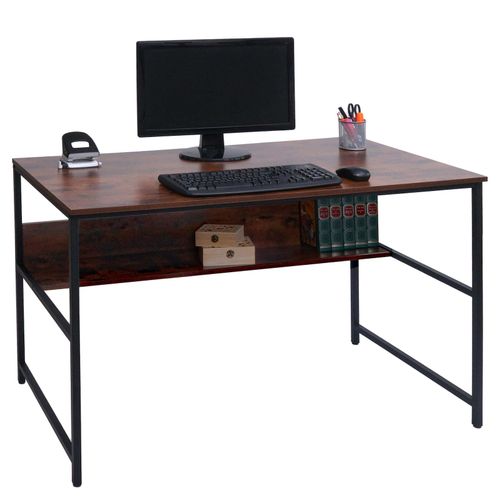 4057651581354 - Schreibtisch MCW-K80 Bürotisch Computertisch Arbeitstisch Ablage Metall MDF 120x60cm ~ braun