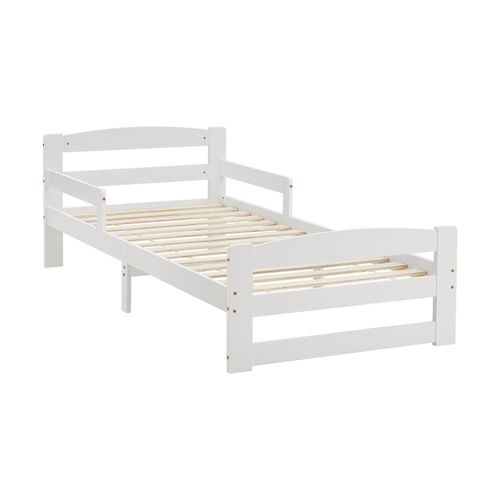 4260565527572 - Jugendbett Arona 90x200 cm mit Lattenrost - Bettgestell aus Massivholz in Weiß - Einzelbett mit Rausfallschutz - Stauraum unter dem Bett - Juskys 4260565527572 - Jugendbett Arona 90x200 cm mit Lattenrost - Bettgestell aus Massivholz in Weiß - Einzelbett mit Rausfallschutz - Stauraum unter dem Bett - Juskys