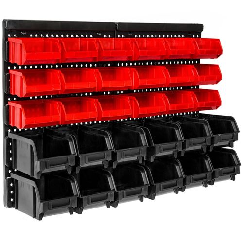 4260473667773 - tectake® Wandregal Stapelboxen 31-teilig komfortable Eingriffsöffnung stabile Wandplatte 64 x 38 x 175 cm 4260473667773 - tectake® Wandregal Stapelboxen 31-teilig komfortable Eingriffsöffnung stabile Wandplatte 64 x 38 x 175 cm