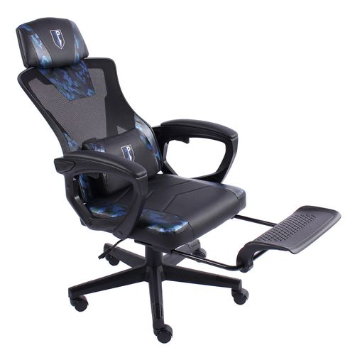 4250931574798 - Gaming Stuhl im modernen Racing-Design mit einklappbarer Fußstütze - Gaming Chair mit flexiblen Armlehnen - ergonomischer Gaming Schreibtischstuhl mit extra Stützkissen