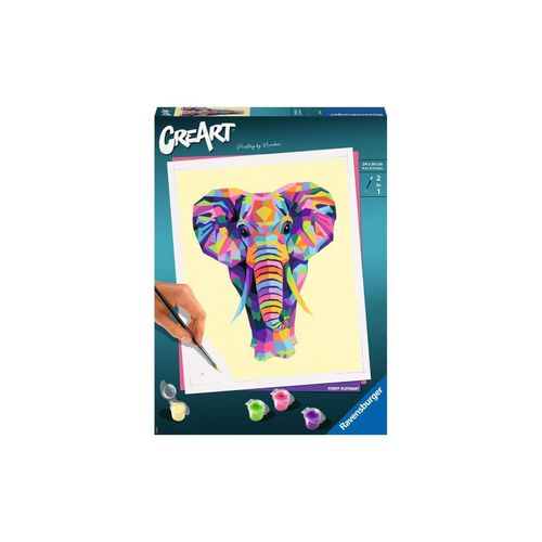 4005556289950 - Malen nach Zahlen RAVENSBURGER CreArt Funky Elephant Malvorlagen bunt Kinder Malen Zubehör Made in Europe  FSC- schützt Wald - weltweit