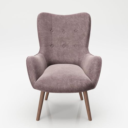 7640136869466 - PLAYBOY - Sessel BRIDGET gepolsterter Lehnensessel Samtstoff in Rosa mit Massivholzfüssen Retro-Design