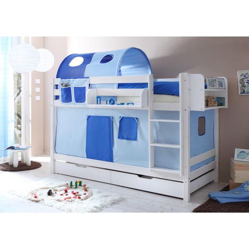 4250393838810 - TiCAA Etagenbett Marcel Kiefer weiß Classic