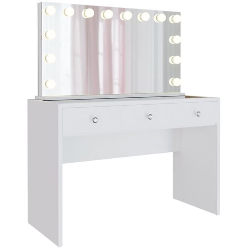 4255716330453 - Schminktisch Nettie mit Hollywood-Spiegel Kosmetiktisch mit LED-Beleuchtung Drei Schubladen Glasplatte und USB-Anschlüssen 4255716330453 - Schminktisch Nettie mit Hollywood-Spiegel Kosmetiktisch mit LED-Beleuchtung Drei Schubladen Glasplatte und USB-Anschlüssen