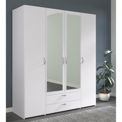 3480940296751 - Parisot Daily 3 Kleiderschrank 4-türig mit Spiegel weiss 3480940296751 - Parisot Daily 3 Kleiderschrank 4-türig mit Spiegel weiss