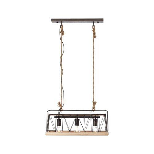 4004353326707 - BRILLIANT Lampe Narcy Pendelleuchte 3flg burned steel holz 3x A60 E27 40W geeignet für Normallampen (nicht enthalten) Für LED-Leuchtmittel geeignet