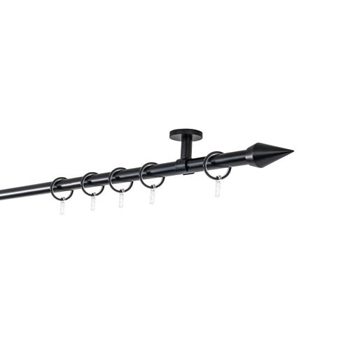 4066866164559 - Ondeco - Gardinenstange auf Maß 20mm Kegel 1-lauf Vorhangstange Deckenträger 4cm Stilgarnitur mit Ringen für Vorhänge - Schwarz - 170cm 4066866164559 - Ondeco - Gardinenstange auf Maß 20mm Kegel 1-lauf Vorhangstange Deckenträger 4cm Stilgarnitur mit Ringen für Vorhänge - Schwarz - 170cm