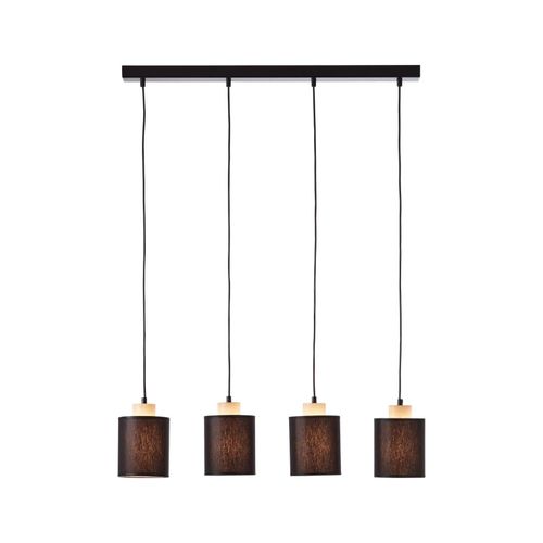 4004353391644 - Lampe Vonnie Pendelleuchte 4flg schwarz holzfarbend Metall Holz Textil 4x A60 E27 25WNormallampen (nicht enthalten) - schwarz - Brilliant
