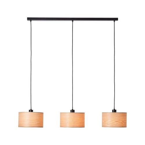 4004353394812 - Lampe Romm Pendelleuchte 3flg holz hell schwarz 3x A60 E27 52W Kabel kürzbar   in der Höhe einstellbar - schwarz - Brilliant