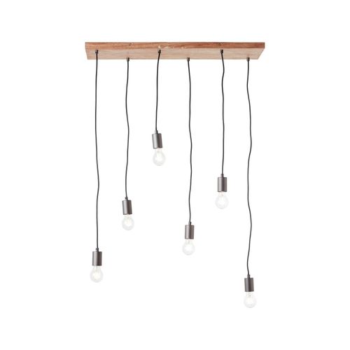 4004353396595 - Lampe Rustik Pendelleuchte 6flg schwarz holzfarbend 6x A60 E27 40W Kabel kürzbar in der Höhe einstellbar - braun - Brilliant 4004353396595 - Lampe Rustik Pendelleuchte 6flg schwarz holzfarbend 6x A60 E27 40W Kabel kürzbar in der Höhe einstellbar - braun - Brilliant