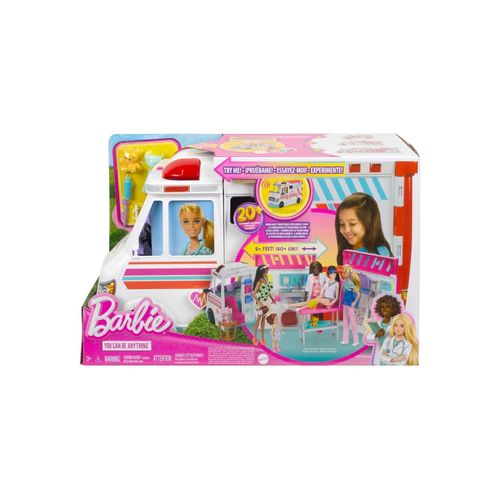 0194735108022 - HKT79 - Barbie - You can be anything - 2 in 1 Krankenwagen umwandelbar in Klinik (ohne Puppe) Spielset mit Licht und Sound