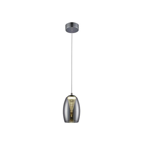 4004353284502 - BRILLIANT Lampe Metropolis LED Pendelleuchte 1flg chrom rauchglas 1x 5W LED integriert COB 500lm 3000K In der Höhe einstellbar   Kabel kürzbar Energiesparend und langlebig durch LED-Einsatz
