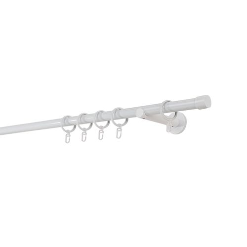 4066866113038 - Gardinenstange auf Maß 20mm Cap 1-lauf Vorhangstange Wandträger 12cm Stilgarnitur mit Ringen für Vorhänge - Weiß - 110cm 4066866113038 - Gardinenstange auf Maß 20mm Cap 1-lauf Vorhangstange Wandträger 12cm Stilgarnitur mit Ringen für Vorhänge - Weiß - 110cm
