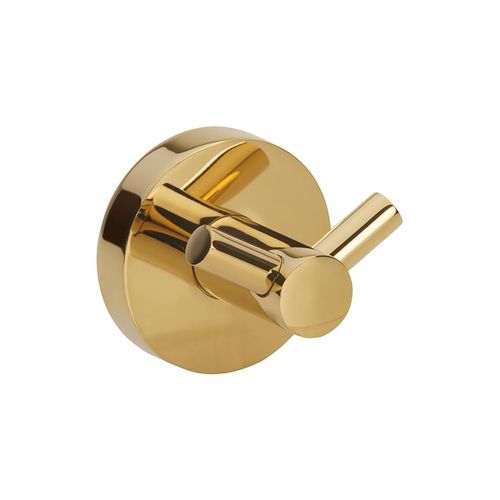 4250657525395 - Brillantbad BILLO Doppelkleiderhaken Messing Gold poliert 50x55x55 mm für Bad & Küche >> zum Bohren oder Kleben*