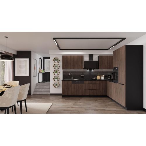 4255832100916 - Winkelküche MONZA 280x270 cm Küchenzeile Eckküche Küche Nußbaum Okapi Schwarz 4255832100916 - Winkelküche MONZA 280x270 cm Küchenzeile Eckküche Küche Nußbaum Okapi Schwarz
