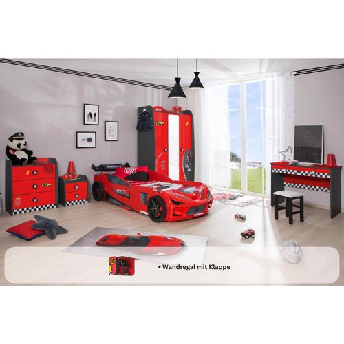 0743194010881 - Kinderzimmer komplett Set Autobett Rio 5 teilig Rot 0743194010881 - Kinderzimmer komplett Set Autobett Rio 5 teilig Rot